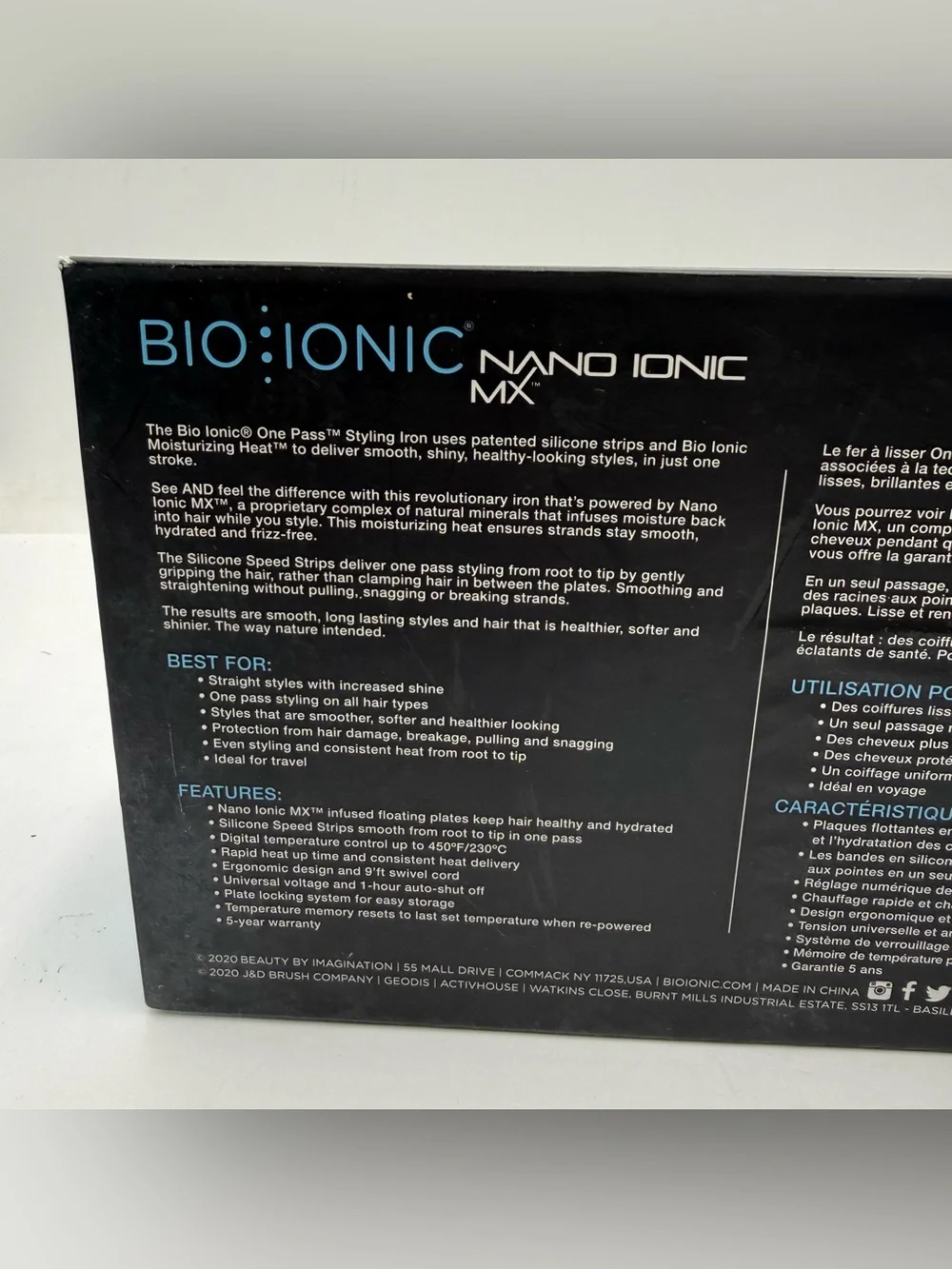 E7 AUTHENTIC Bio Ionic Onepass Nanoionic MX Flat Iron Straightener 1.5